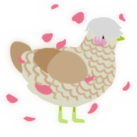 A white and beige chicken with a lace pattern