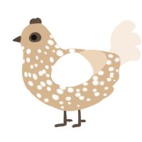 A beige and cream chicken with a speckle pattern