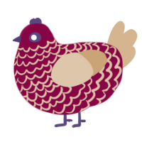 Moss, a maroon and beige chicken with a lace pattern
