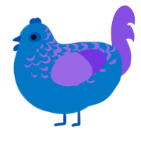 A sapphire and blurple chicken with a half-lace pattern