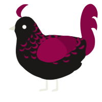 A sable and maroon chicken with a half-lace pattern