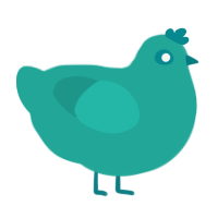 A turquoise chicken