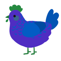 A indigo and ultramarine chicken with a half-lace pattern