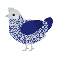 A mist and navy chicken with a double-lace pattern