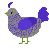 A ash and indigo chicken with a lace pattern