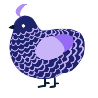 A navy and lilac chicken with a lace pattern