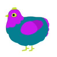 A sea and amethyst chicken with a head pattern