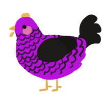 A amethyst and sable chicken with a lace pattern