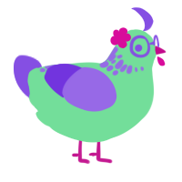 Berry, a spring and blurple chicken with a neck-speckle pattern