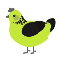 A lime and sable chicken with a neck-speckle pattern