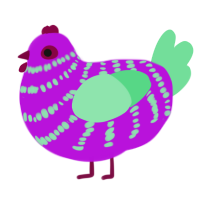 A amethyst and spring chicken with a bar pattern
