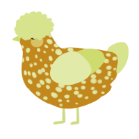 A ochre and lemon chicken with a speckle pattern