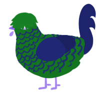 A leaf and navy chicken with a lace pattern