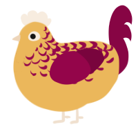 A honey and maroon chicken with a half-lace pattern