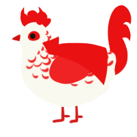 A white and red chicken with a half-lace pattern