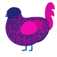 A navy and fuchsia chicken with a double-lace pattern