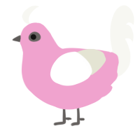 A pink and white chicken
