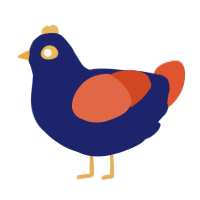 Super Vegeto, a navy and vermilion chicken