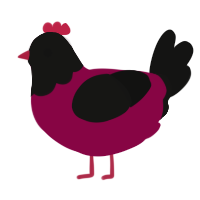 A maroon and black chicken with a head pattern