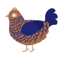 A brown and navy chicken with a lace pattern