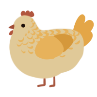 A beige and orange chicken with a half-lace pattern
