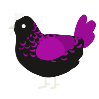 A sable and plum chicken with a half-lace pattern