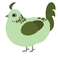 A gluppy and olive chicken with a neck-speckle pattern