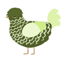 A olive and apple chicken with a lace pattern