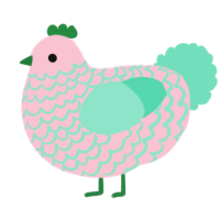 A rose and mint chicken with a lace pattern