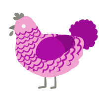 A pink and plum chicken with a lace pattern