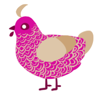 A fuchsia and beige chicken with a double-lace pattern