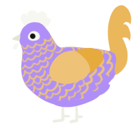 A lilac and honey chicken with a lace pattern