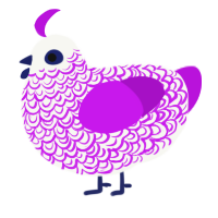 A white and amethyst chicken with a double-lace pattern
