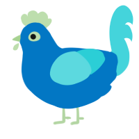 A sapphire and aqua chicken