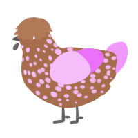 A brown and lavender chicken with a speckle pattern