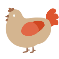 A beige and vermilion chicken