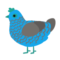 A sky and grey chicken with a lace pattern