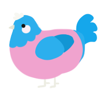 A pink and sky chicken with a head pattern