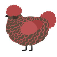 A bark and red chicken with a lace pattern