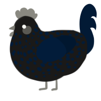 A sable and tumblr chicken with a speckle pattern