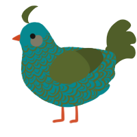 A teal and olive chicken with a double-lace pattern