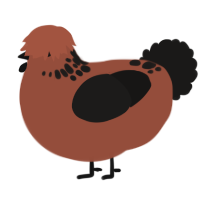 A russet and sable chicken with a neck-speckle pattern