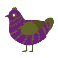 A violet and olive chicken with a bar pattern