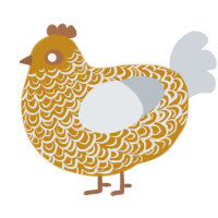 A ochre and mist chicken with a double-lace pattern