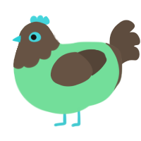mint choco, a spring and bark chicken with a head pattern