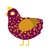 A wine and ochre chicken with a speckle pattern