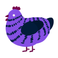 A blurple and tumblr chicken with a bar pattern