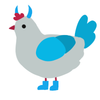 A silver and cerulean chicken