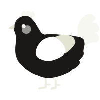 A sable and white chicken