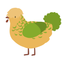 A honey and chartreuse chicken with a half-lace pattern